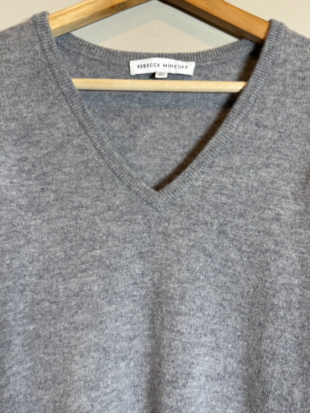 Rebecca Minkoff Janine Wool Puff Sleeve V-Neck Sweater Pullover Women's XS Gray - Picture 7 of 15